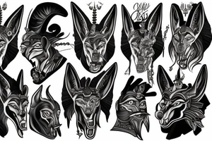 Anubis, ditailed face, tattoo idea