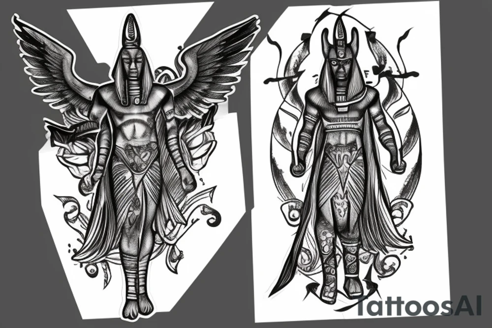 Anubis, full body, two hands tattoo idea