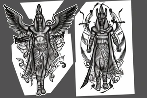Anubis, full body, two hands tattoo idea