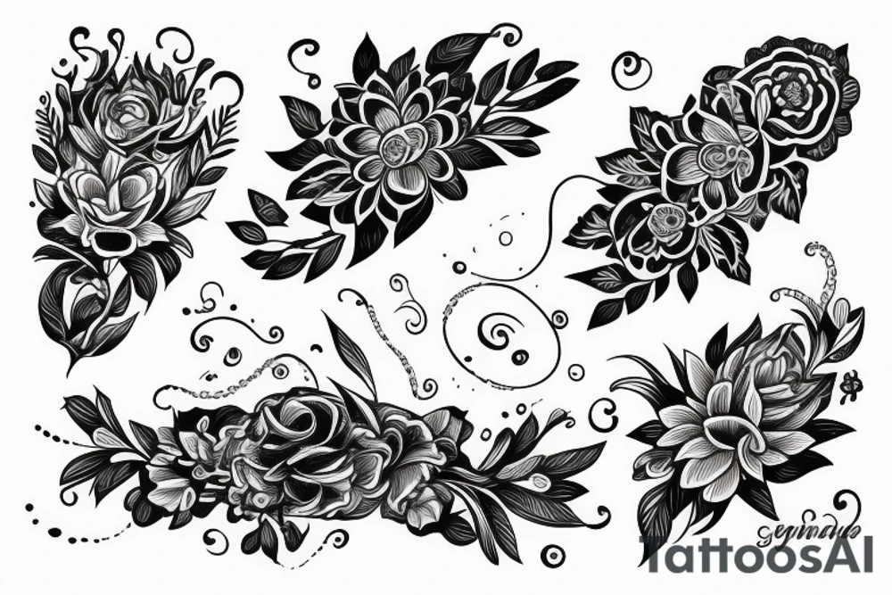 Flowing floral, intricate armband tattoo idea