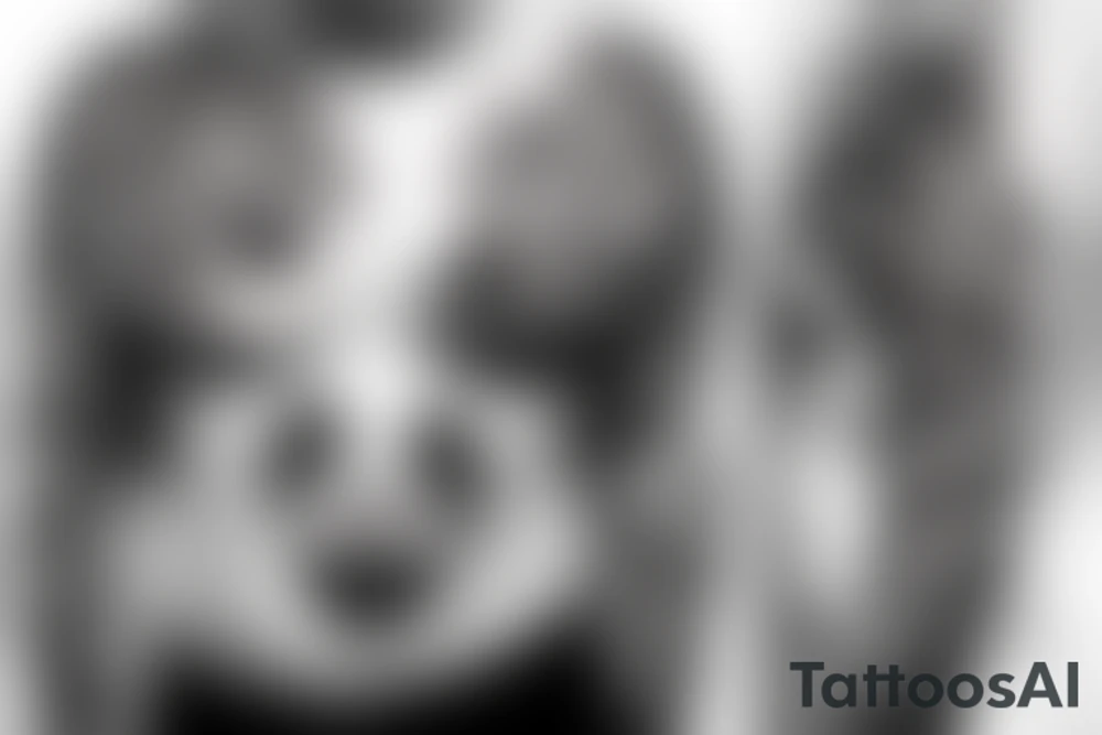 Panda bear with black semicolon on stomach tattoo idea