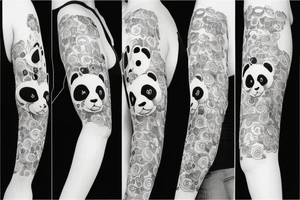 Panda bear with black semicolon on stomach tattoo idea