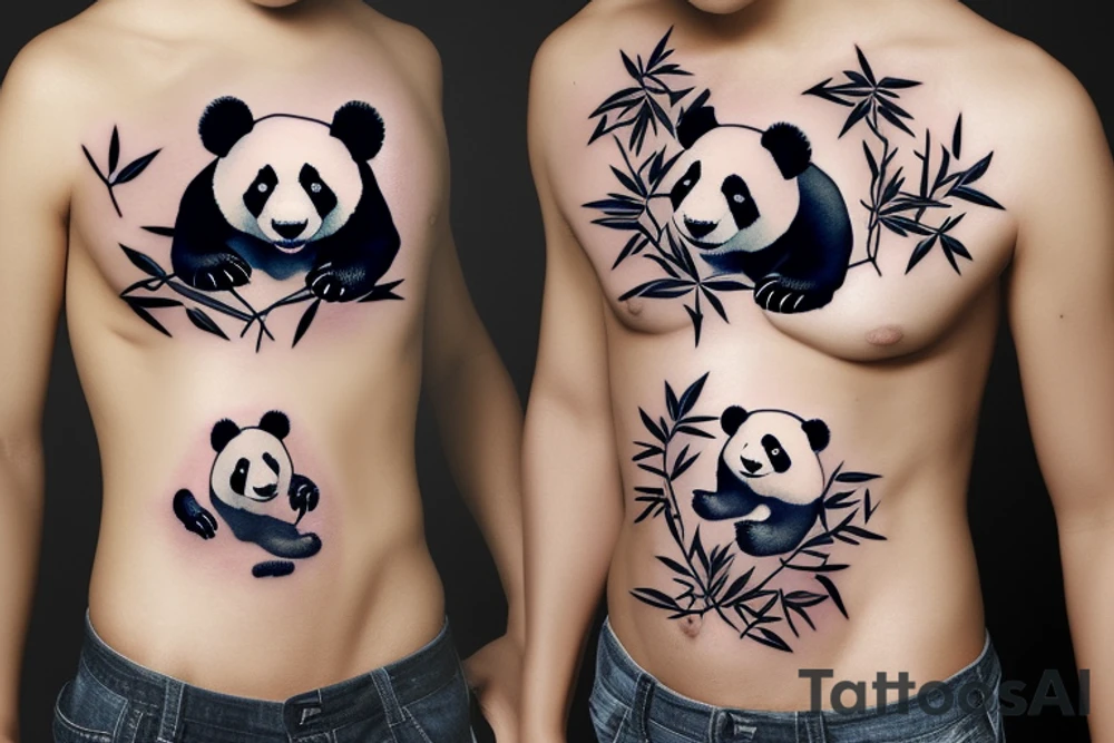 Panda bear with black semicolon on stomach tattoo idea