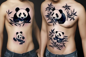 Panda bear with black semicolon on stomach tattoo idea