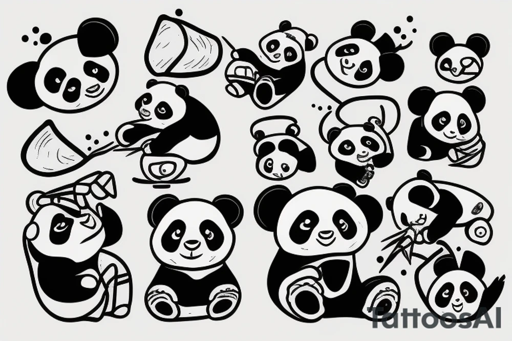 Panda eating bamboo sitting down tattoo idea