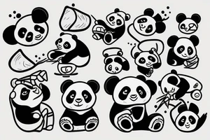 Panda eating bamboo sitting down tattoo idea
