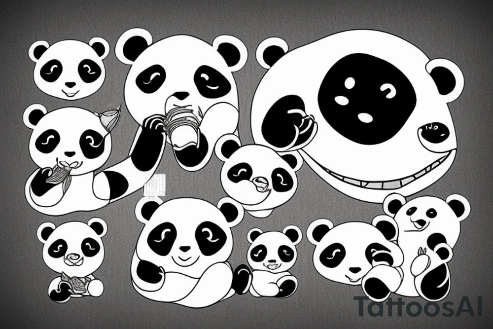 Panda eating bamboo tattoo idea