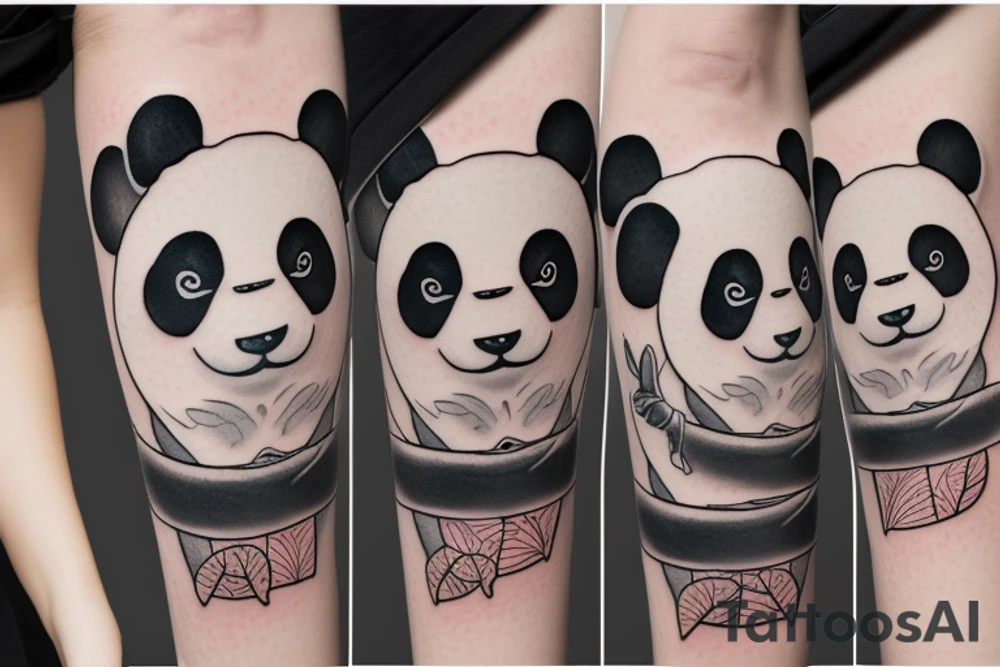 Panda eating bamboo tattoo idea
