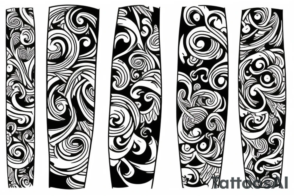 Floral bands, fineline and broken up with negative space and bands tattoo idea