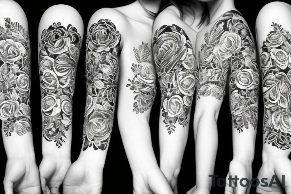 Floral bands, fineline and broken up with negative space tattoo idea Floral bands, fineline and broken up with negative space tattoo idea