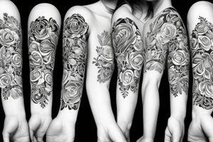 Floral bands, fineline and broken up with negative space tattoo idea