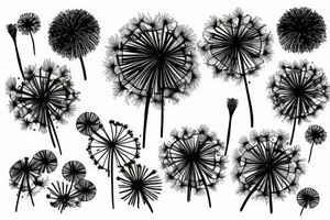 Fine line dandelions and fireworks tattoo idea