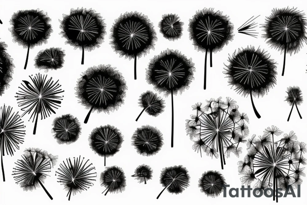 Fine line dandelions and fireworks minimalistic tattoo idea Fine line dandelions and fireworks minimalistic tattoo idea