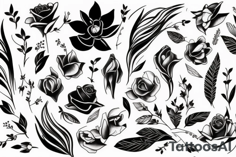 Fine line Taurus and florals minimalistic style tattoo idea Fine line Taurus and florals minimalistic style tattoo idea