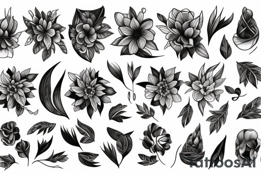Fine line Taurus and florals minimalistic style tattoo idea Fine line Taurus and florals minimalistic style tattoo idea