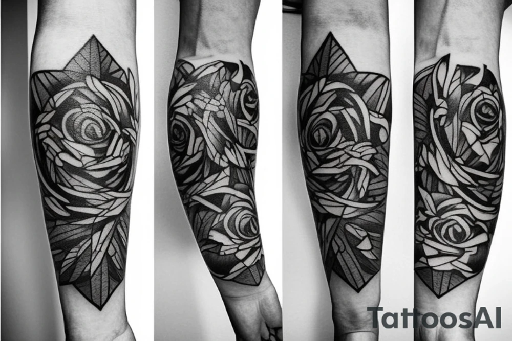 Fine line Taurus star sign and florals minimalistic style tattoo idea