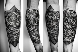 Fine line Taurus star sign  and florals minimalistic style tattoo idea