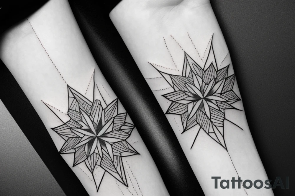 Fine line Taurus star sign and florals minimalistic style tattoo idea