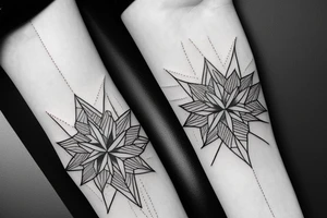 Fine line Taurus star sign  and florals minimalistic style tattoo idea