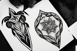Fine line Taurus star sign  and florals minimalistic style tattoo idea