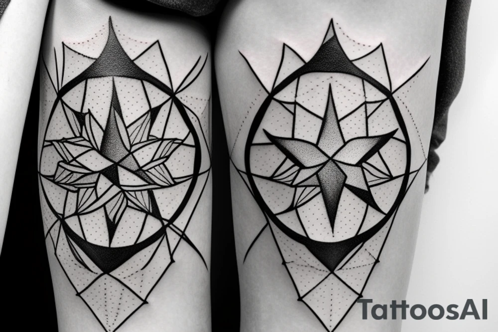Fine line Taurus star sign and florals minimalistic style tattoo idea