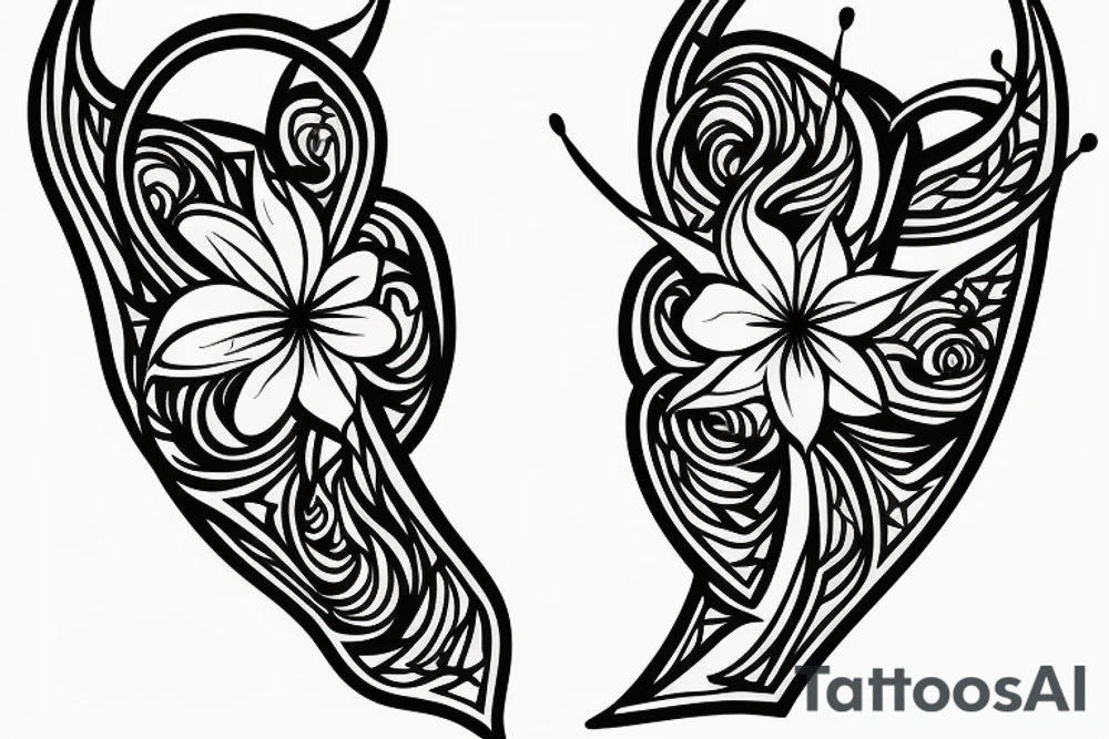 Fine line Taurus star sign and florals minimalistic style tattoo idea