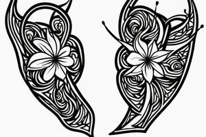 Fine line Taurus star sign  and florals minimalistic style tattoo idea