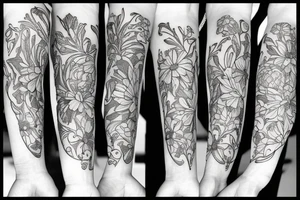 Floral, insects tattoo idea