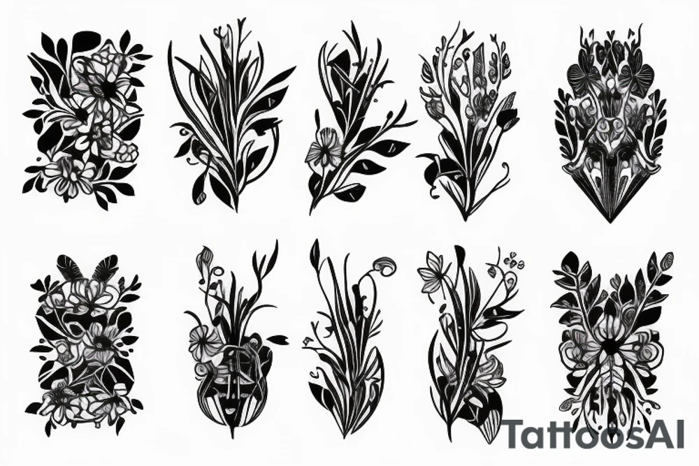Floral, insects tattoo idea