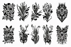 Floral, insects tattoo idea