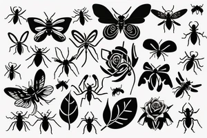 Floral, insects tattoo idea