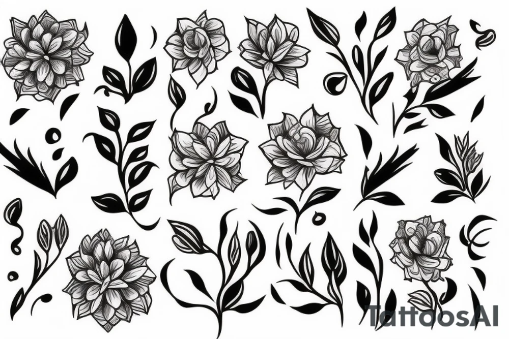 Floral, fineline, movement tattoo idea