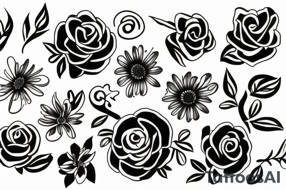 Free flowing flowers tattoo idea
