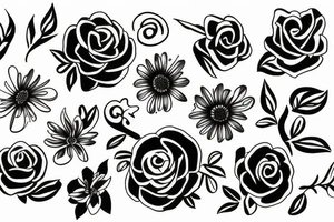 Free flowing flowers tattoo idea