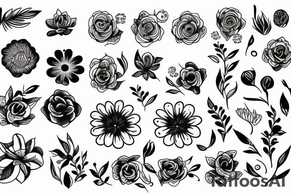 Free flowing flowers tattoo idea