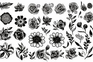 Free flowing flowers tattoo idea