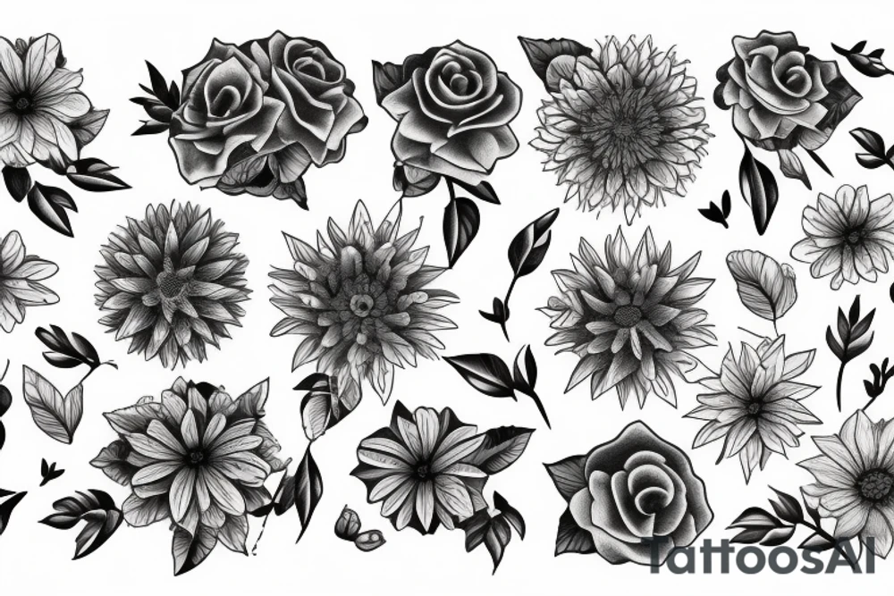 Free flowing flowers tattoo idea