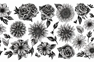 Free flowing flowers tattoo idea