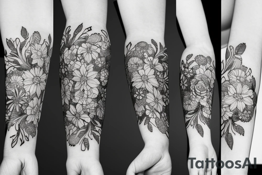 Free flowing flowers tattoo idea