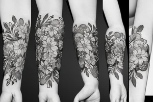 Free flowing flowers tattoo idea