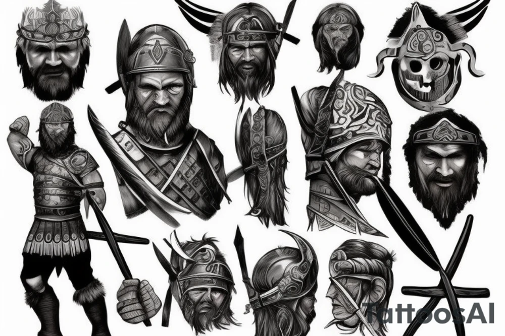 A Viking warrior with battle scars. tattoo idea