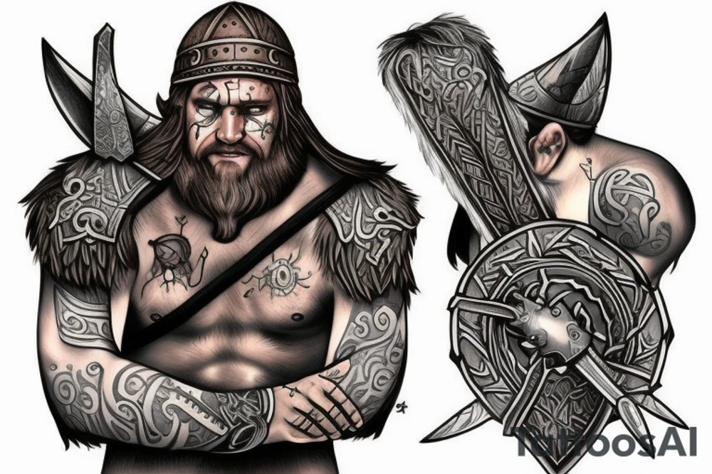 A Viking warrior with battle scars. tattoo idea