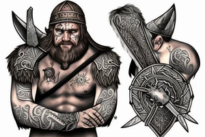 A Viking warrior with battle scars. tattoo idea