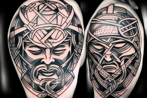 Viking warrior with battle scars with a Nordic compass tattoo idea