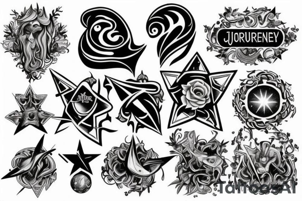A journey from religious to the stars tattoo idea