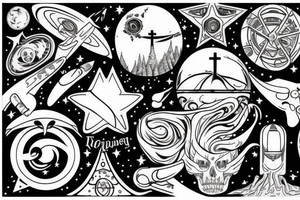 A journey from religious to the stars tattoo idea