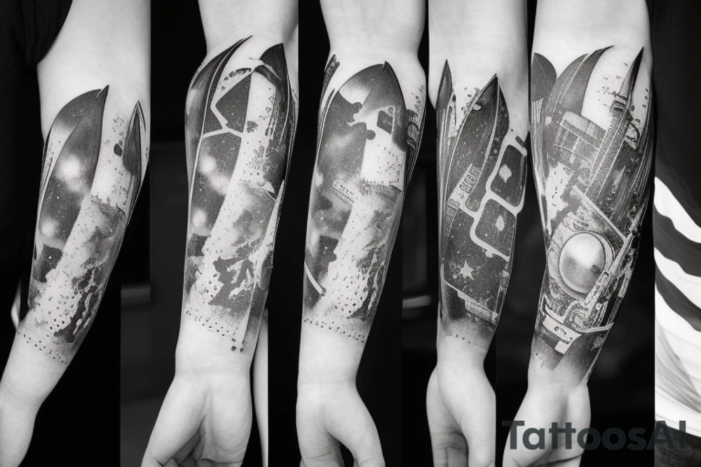 Space arm sleeve tattoo idea