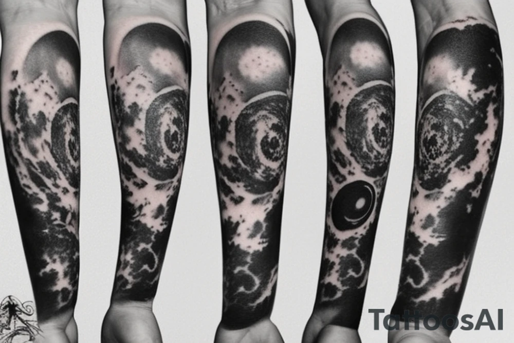 Black hole arm sleeve tattoo idea