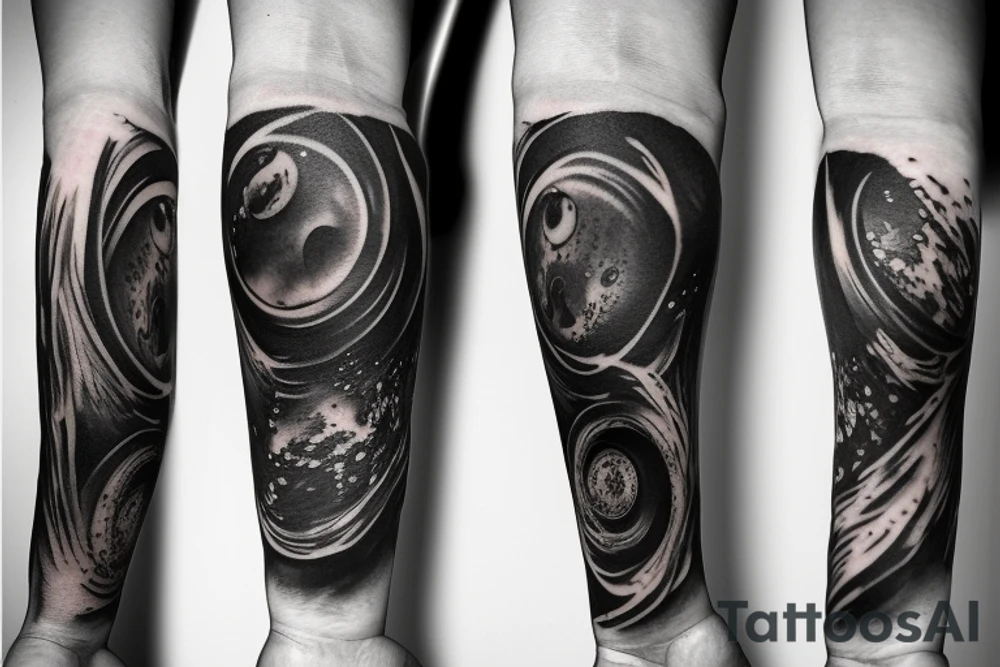 Black hole arm sleeve tattoo idea
