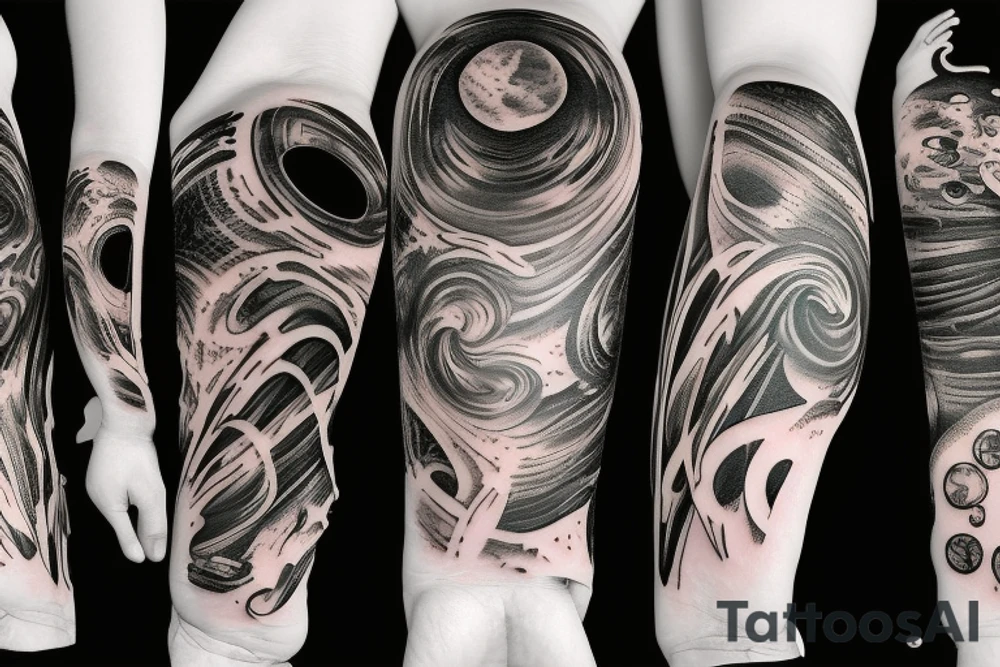 Black hole arm sleeve tattoo idea